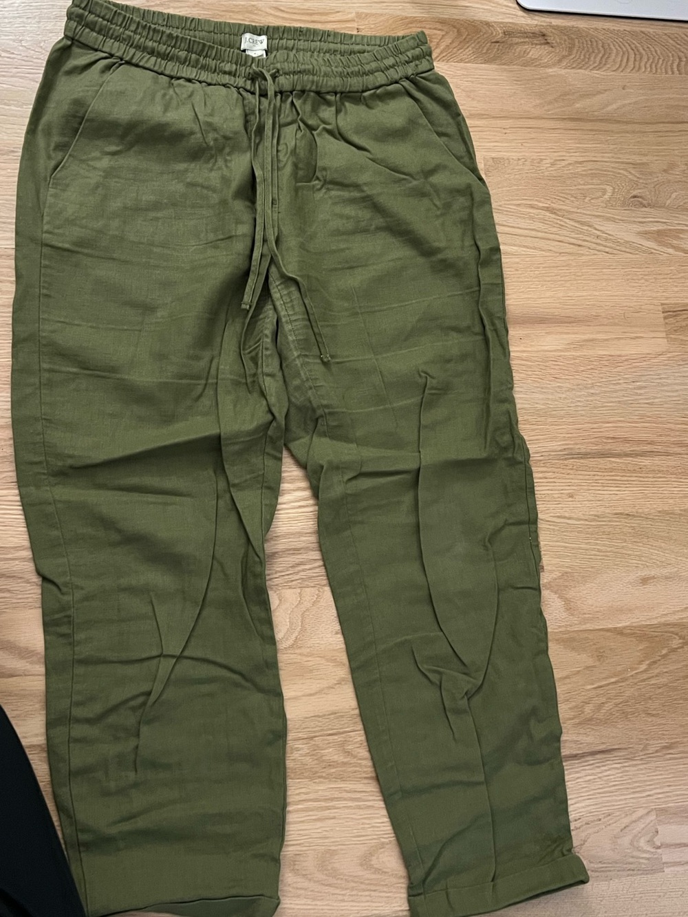 J.Crew linen olive pants ankle length